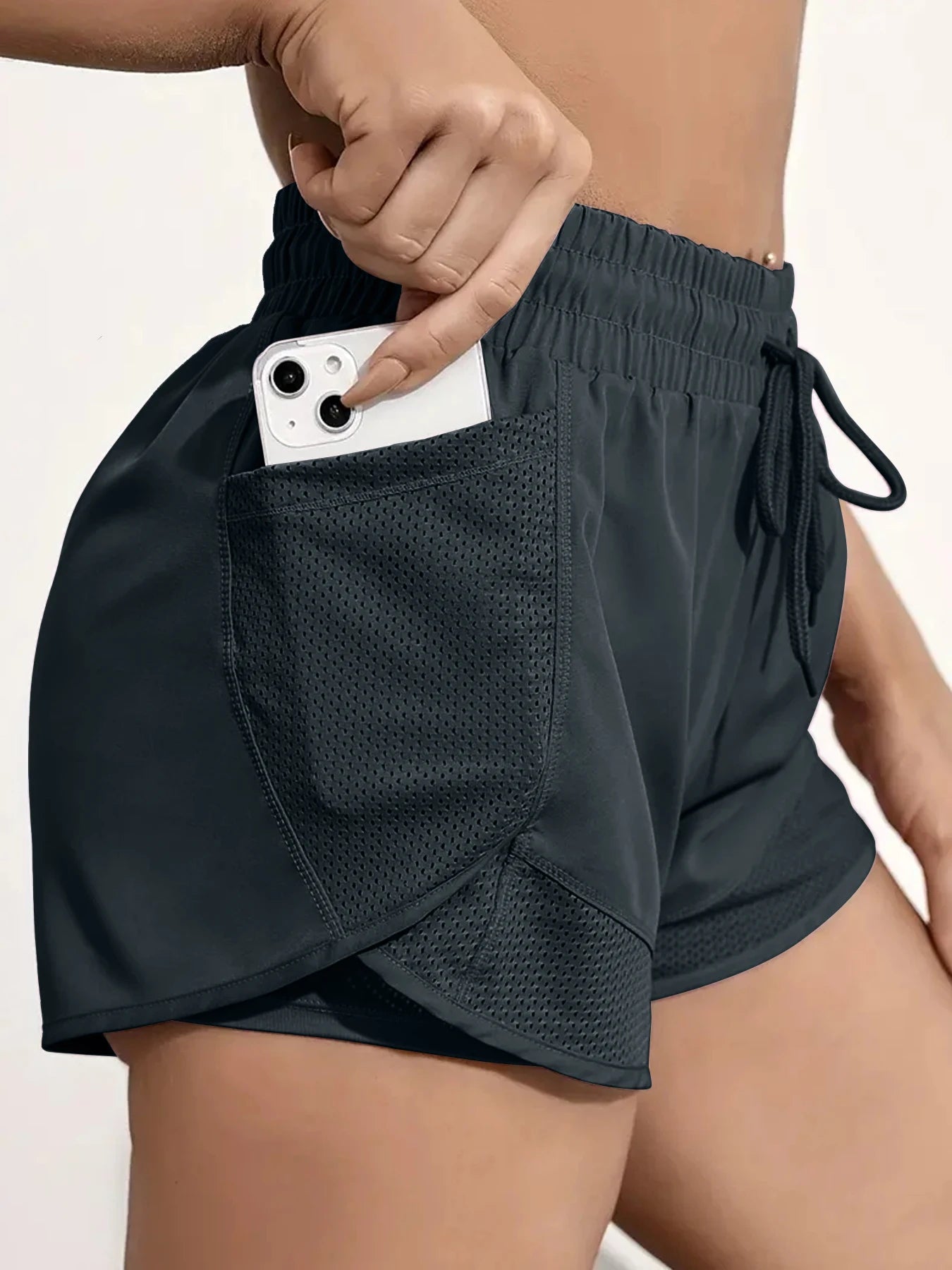 Women's Elastic Sports Shorts With Pockets