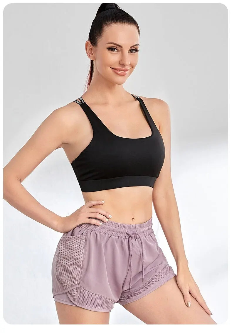 Women's Elastic Sports Shorts With Pockets