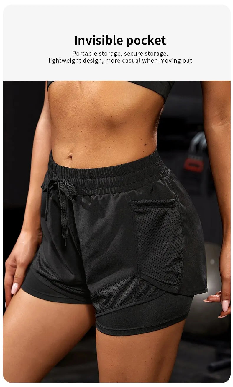 Women's Elastic Sports Shorts With Pockets
