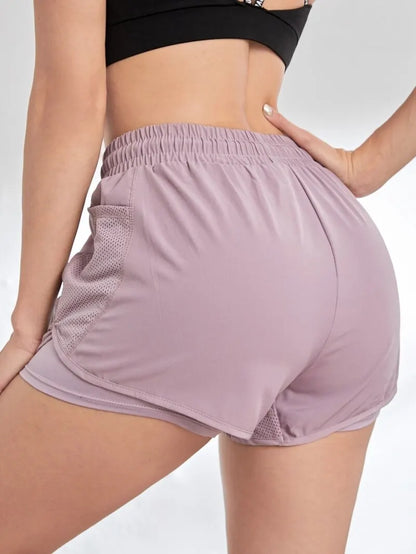 Women's Elastic Sports Shorts With Pockets