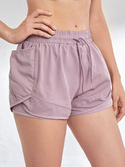 Women's Elastic Sports Shorts With Pockets