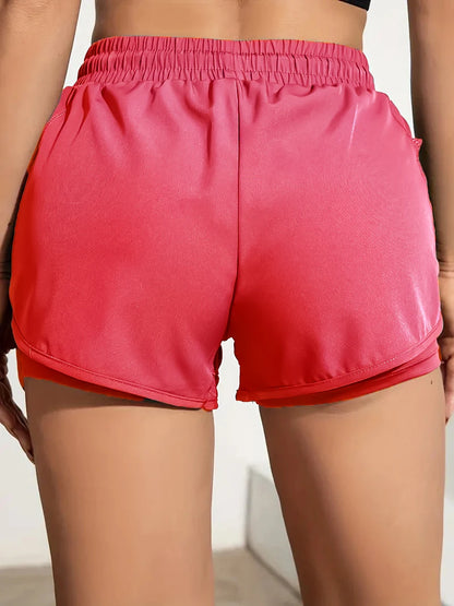 Women's Elastic Sports Shorts With Pockets