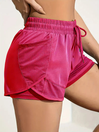 Women's Elastic Sports Shorts With Pockets