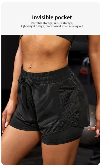 Women's Elastic Sports Shorts With Pockets
